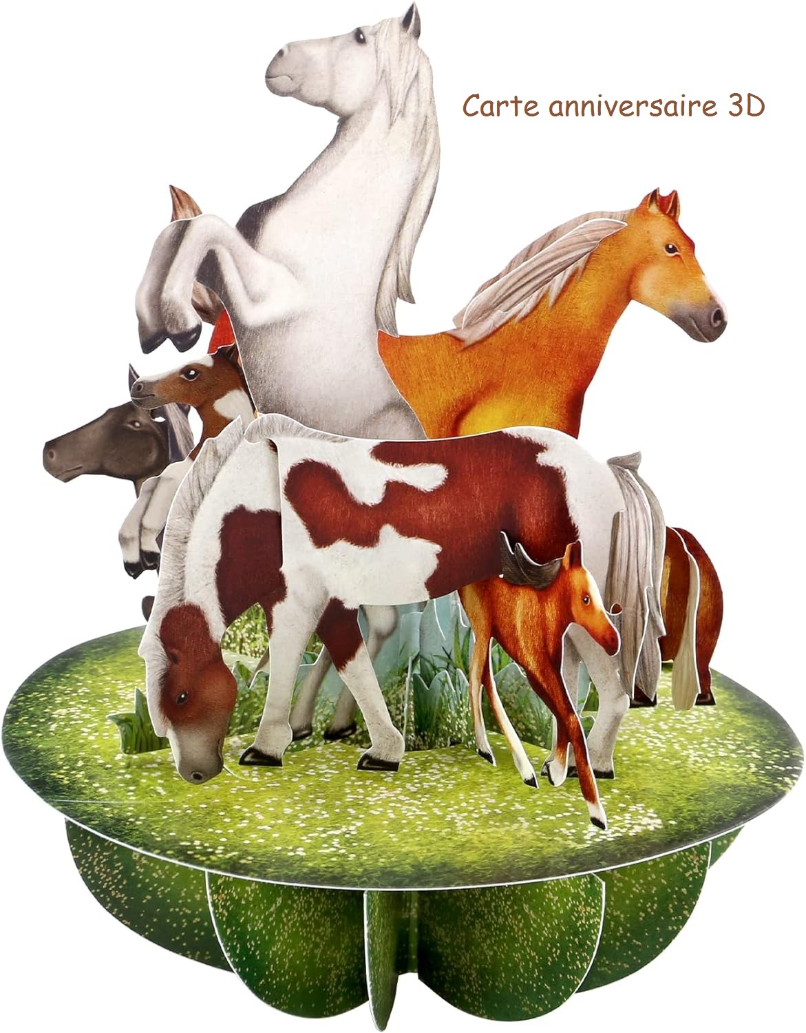 carte anniversaire 3d chevaux