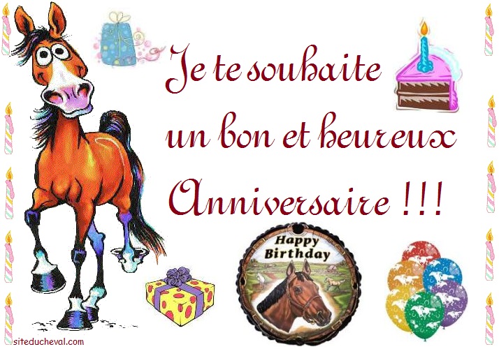 Carte postale originale Anniversaire avec cheval