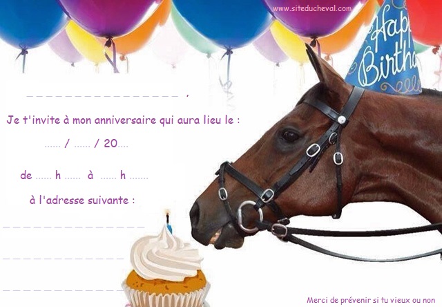 Modèle Invitation Anniversaire Cheval Garçon