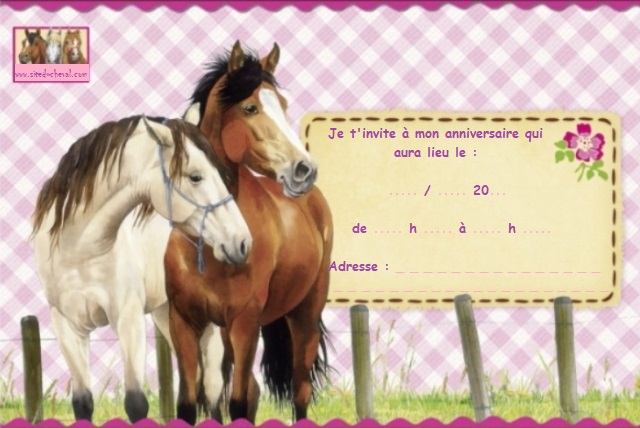 Carte invitation anniversaire cheval
