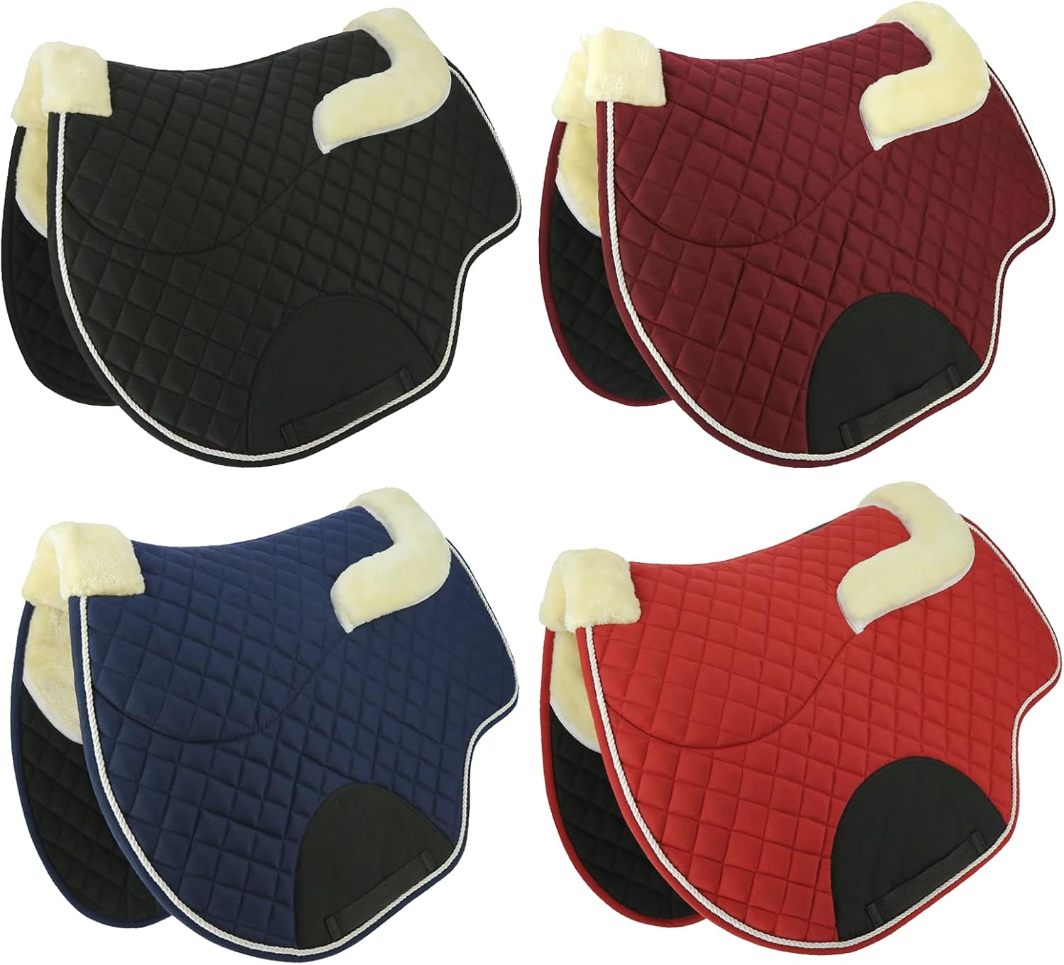 Tapis de selle 100% polyester avec amortisseur intégré en mouton synthétique. Mouton synthétique sur le dos pour un meilleur confort du cheval et du cavalier tapis de selle pour cheval haut de gamme